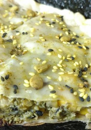 Una foto de Tarta de brócoli, arvejas y choclo
