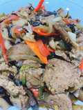 Tumis daging vege paprika jamur Vegan