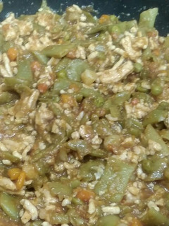 Una foto de Judías verdes con carne picada a la barbacoa