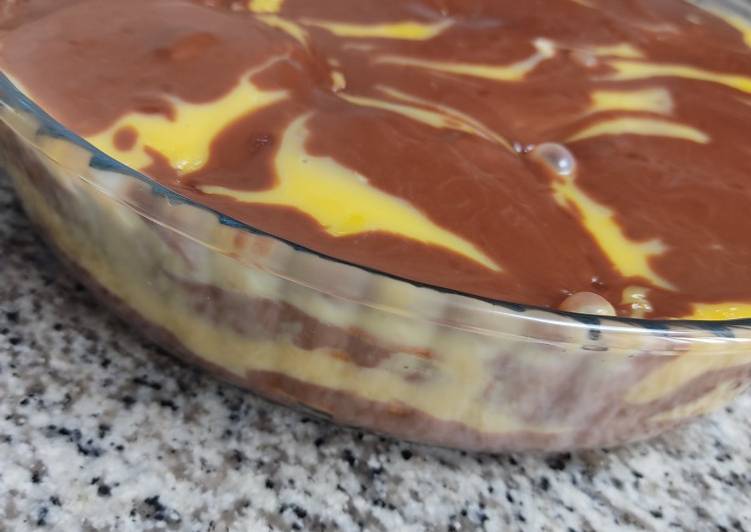 Tarta de galletas, chocolate y flan 😍❤️