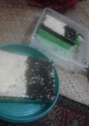 Foto resep Cake lapis 2 rasa (ketan hitam & tape pandan) kukus 
