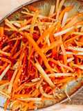 Sweet soy flavored burdock roots and carrots