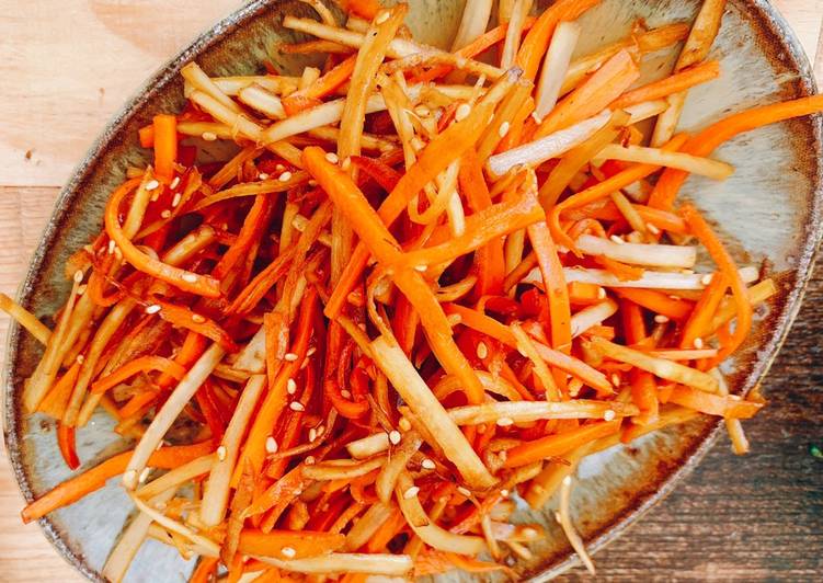 Easiest Way to Make Quick Sweet soy flavored burdock roots and carrots