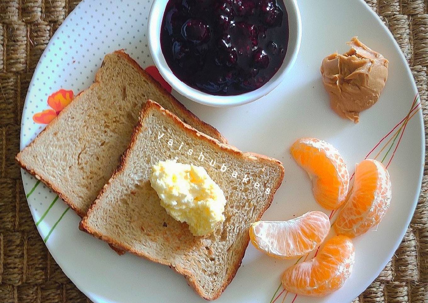 Continental Breakfast With Homemade Berry jam and Peanut Butter