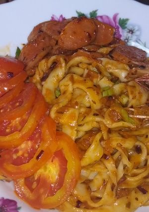 Foto resep Mie pedas saus bolognese mirip kwetiau