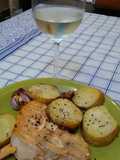 Salmón con lo que había