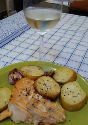 Una foto de Salmón con lo que había
