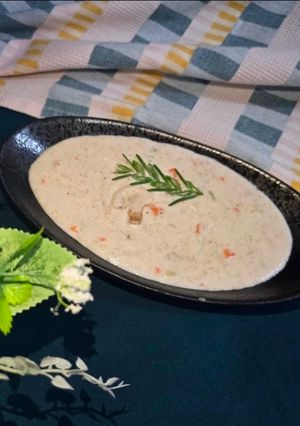 صورة لوصفة حساء الحليب والفطر (شوربة أبيض)