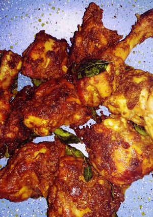 A picture of Chicken roasted in milk.