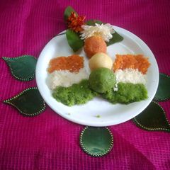A picture of Tri-Colour ladoos.
