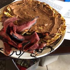 A picture of Protein Shake Pancakes and Bacon.