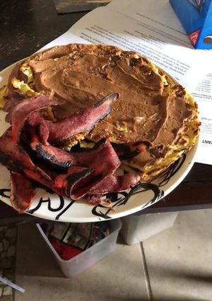 A picture of Protein Shake Pancakes and Bacon.