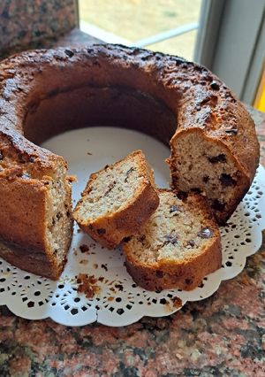 Una foto de Budín de banana y chocolate