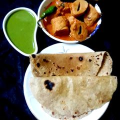 Soyabean chaap A picture of Soyabean chaap.