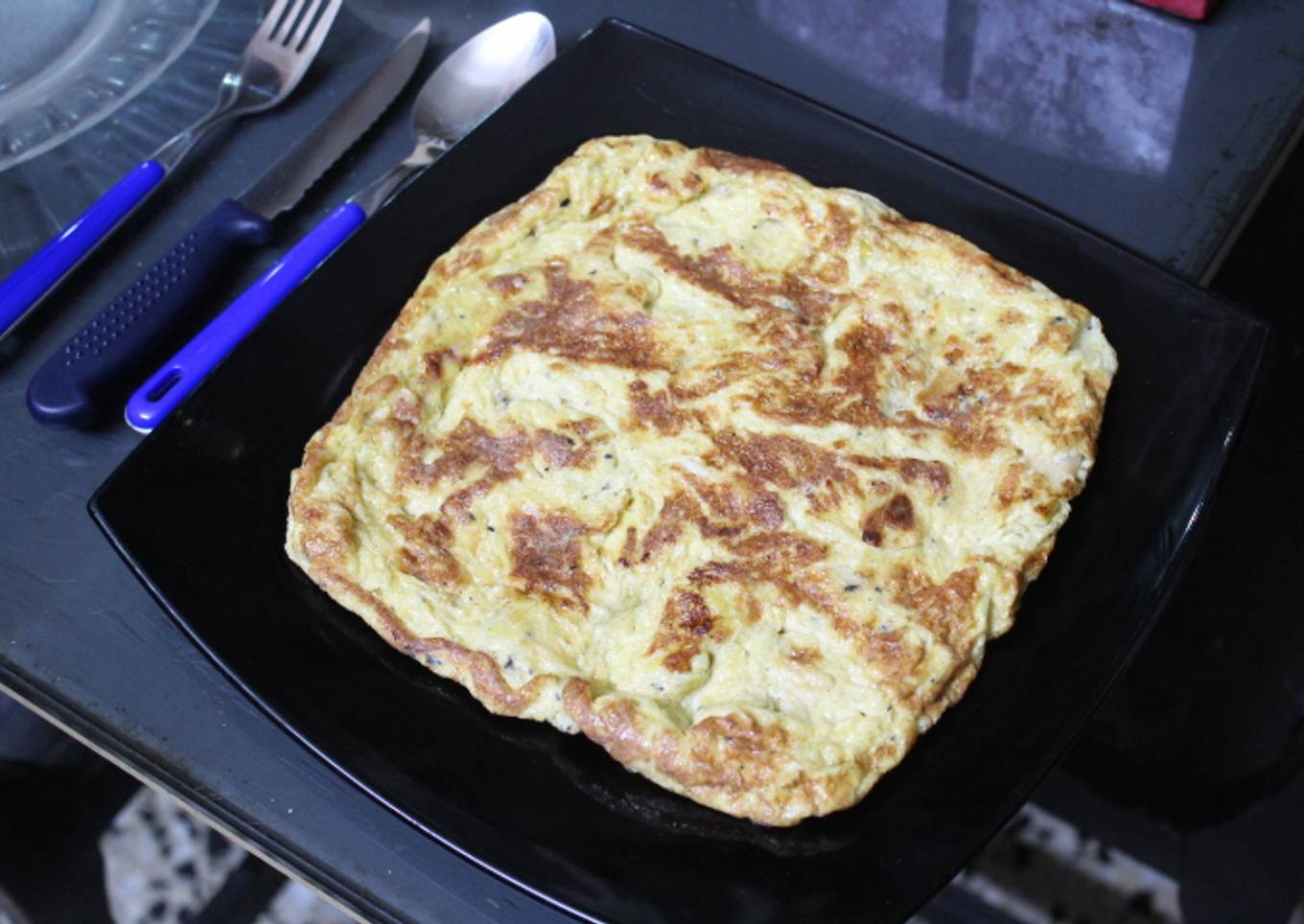 Tortilla cuadrada de calçots