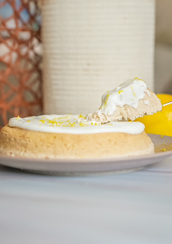 Una foto de Cheesecake ligera de limón al micro