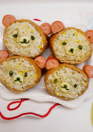 簡單做「小熊豆皮飯糰」可愛又可口。 的食譜成品照片