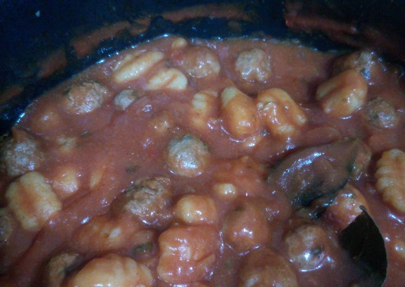 Mini albóndigas de carne molida de vacuno con Ñoquis envasados
