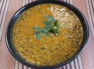 A picture of Green Gram Curry (Moong in Buttermilk - Gujarati Khatta Mag.