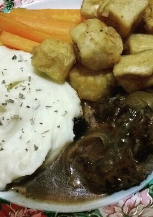 Foto resep Beef Patty Steak with Mashed Potato