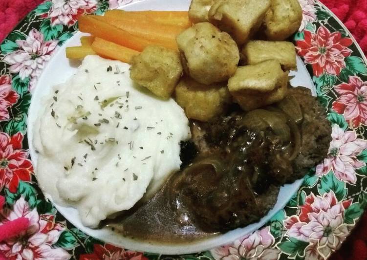 Beef Patty Steak with Mashed Potato