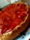 Cheesecake de morangos feito com ricota e requeijão