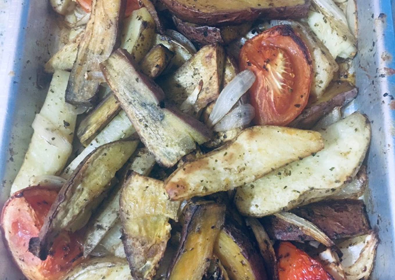 Papas y batatas rústicas al horno