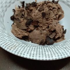 A picture of Frozen banana chocolate yogurt #icecreamfanatics.