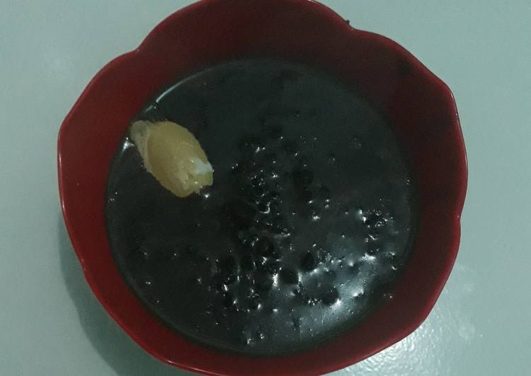 Bubur ketan hitam + kacang ijo dan durian