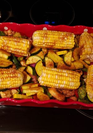 A picture of Farro Veggie bake.