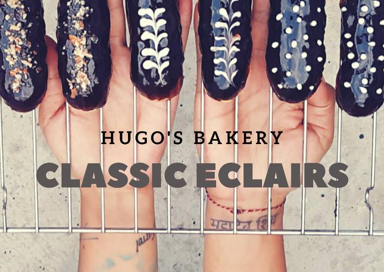 Classic Eclairs with choco milk glaze #diplomat filling custard#