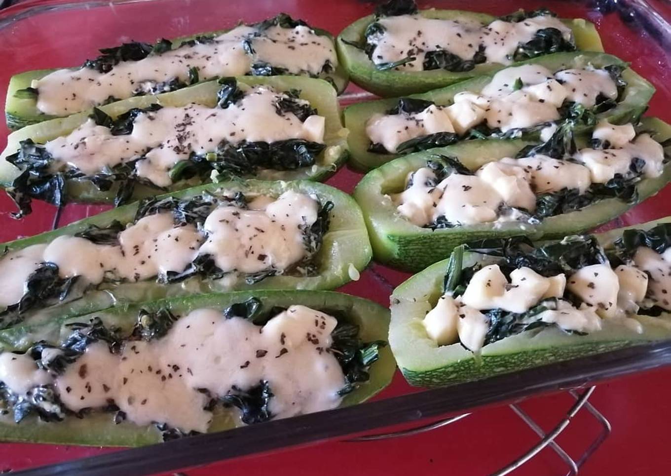 Calabazas rellenas de espinacas