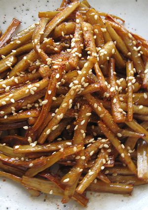 A picture of Gobō ‘Kimpira’ With Vinegar.
