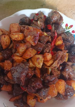 Foto resep Ati ampela ayam dan sapi, kentang kecap