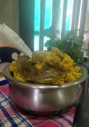 A picture of Soya chunks pulao.