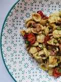 Orecchiette with Pistachio Pesto, Crispy Bacon, and Roasted Cherry Tomatoes