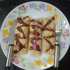 Banana and Nutella crepe Rolls A picture of Banana and Nutella crepe Rolls.