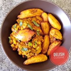 A picture of Porridge beans and fried plantain!.