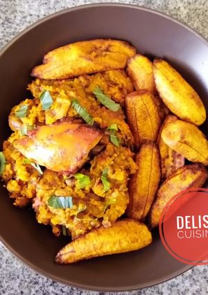 A picture of Porridge beans and fried plantain!.