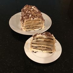 A picture of Mocha Chip Ice Cream Sandwich Layer Cake.