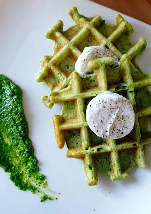 Une photo de ※ Gaufres salées aux épinards ※