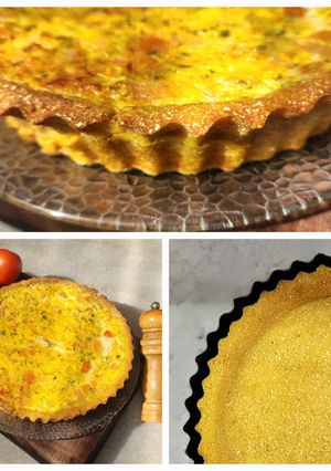 Una foto de 🥧 Masa de tarta salada: polenta reciclada y harina de garbanzos Receta de aprovechamiento #sintacc 🥧