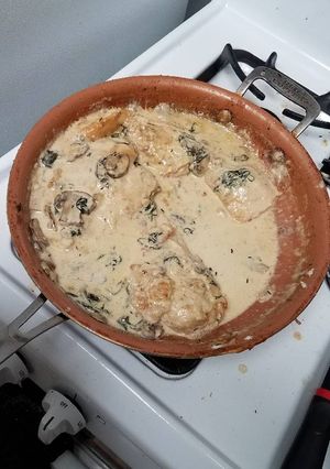 A picture of Bourbon and Cream Chicken.