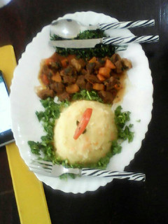 A picture of Rice and beef stew.