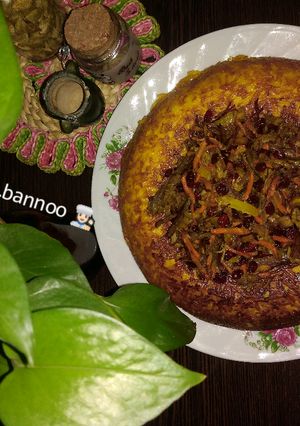 عکسی از دستور ته چین گوشت و سبزیجات خیلی فوری 😋