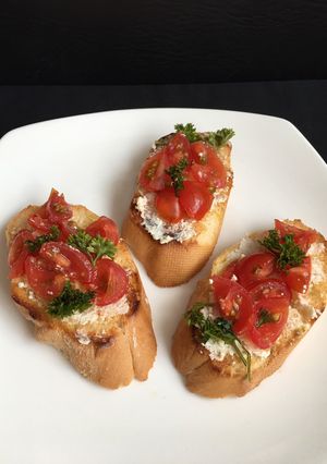 Foto resep Bruschetta with Feta Cheese and Semi Dried Tomatoes