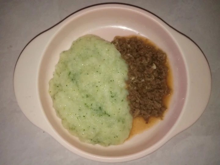 Cara Mudah Membuat Resep Mpasi Gio 7+ nasi sawi tumis daging sapi yang Enak Banget