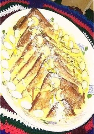 A picture of Vanilla Custard Shahi tukray.