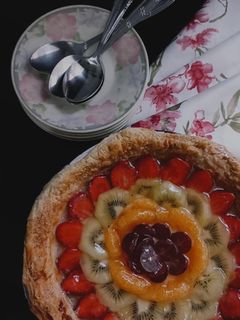Foto resep Simpel Cheese Cream Puff Pastry Fruit Pie
