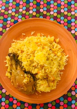 عکسی از دستور هویج پلو با مرغ شیرین پز